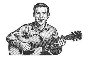 male Musician with Acoustic Guitar, a Person Illustration by AlexArt