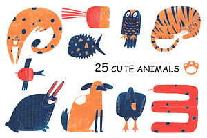 25 Hand Drawn Animals ClipArt