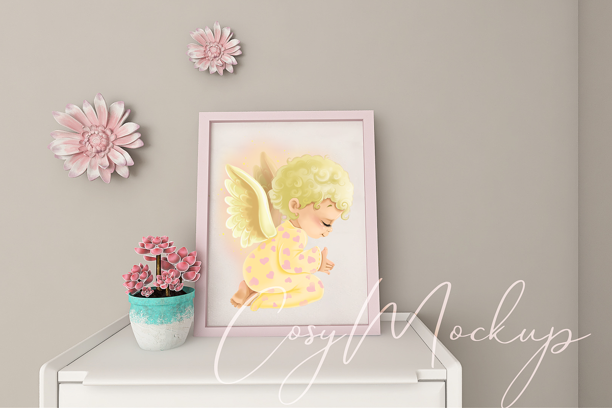Cute Nursery Wall Frame Mockup., a Print Template by RivusArt (Photo 2 of 3)