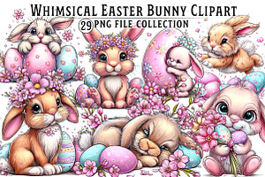Whimsical Easter Bunny Clipart, an Illustration by Dream Creation