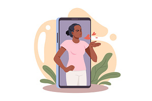 Approval on social media. Woman, a Technology Illustration by YummyBuum