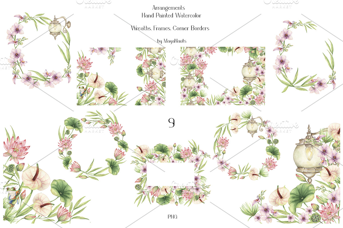 Watercolor Verdant Ritual Collection, a Decorative Illustration by MayaNavits (Photo 2 of 13)