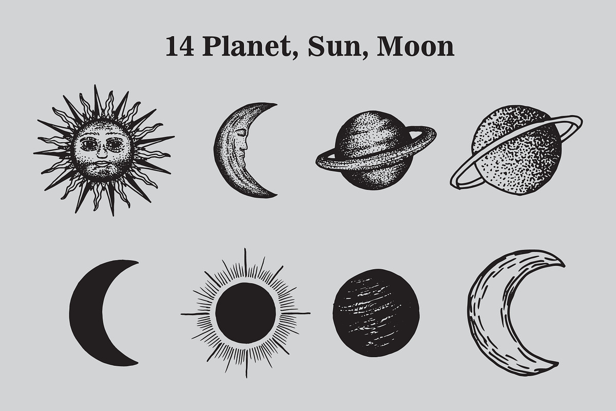 Hand drawn Space - Star Moon Sun, an Illustration by Artolabs (Photo 5 of 14)