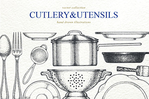 Cutlery Utensils Vector Illustration, a Food Illustration by Lubov Illustrations Shop
