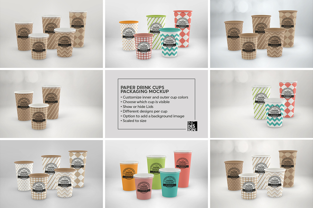 Paper Drink Cups Packaging Mockup, a Cups & Container Mockup by INCDesign (Photo 6 of 17)