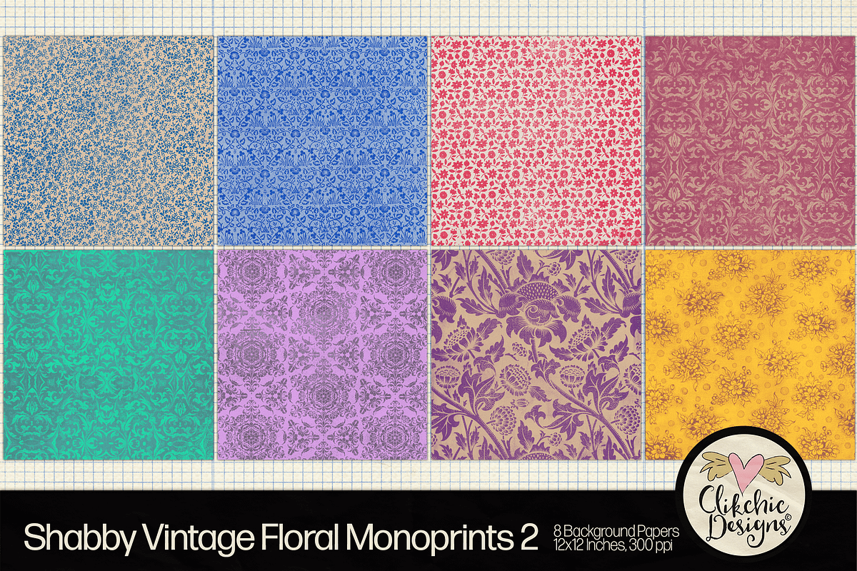 Shabby Vintage Floral Backgrounds 2, a Texture Graphic by Clikchic Designs (Photo 2 of 5)