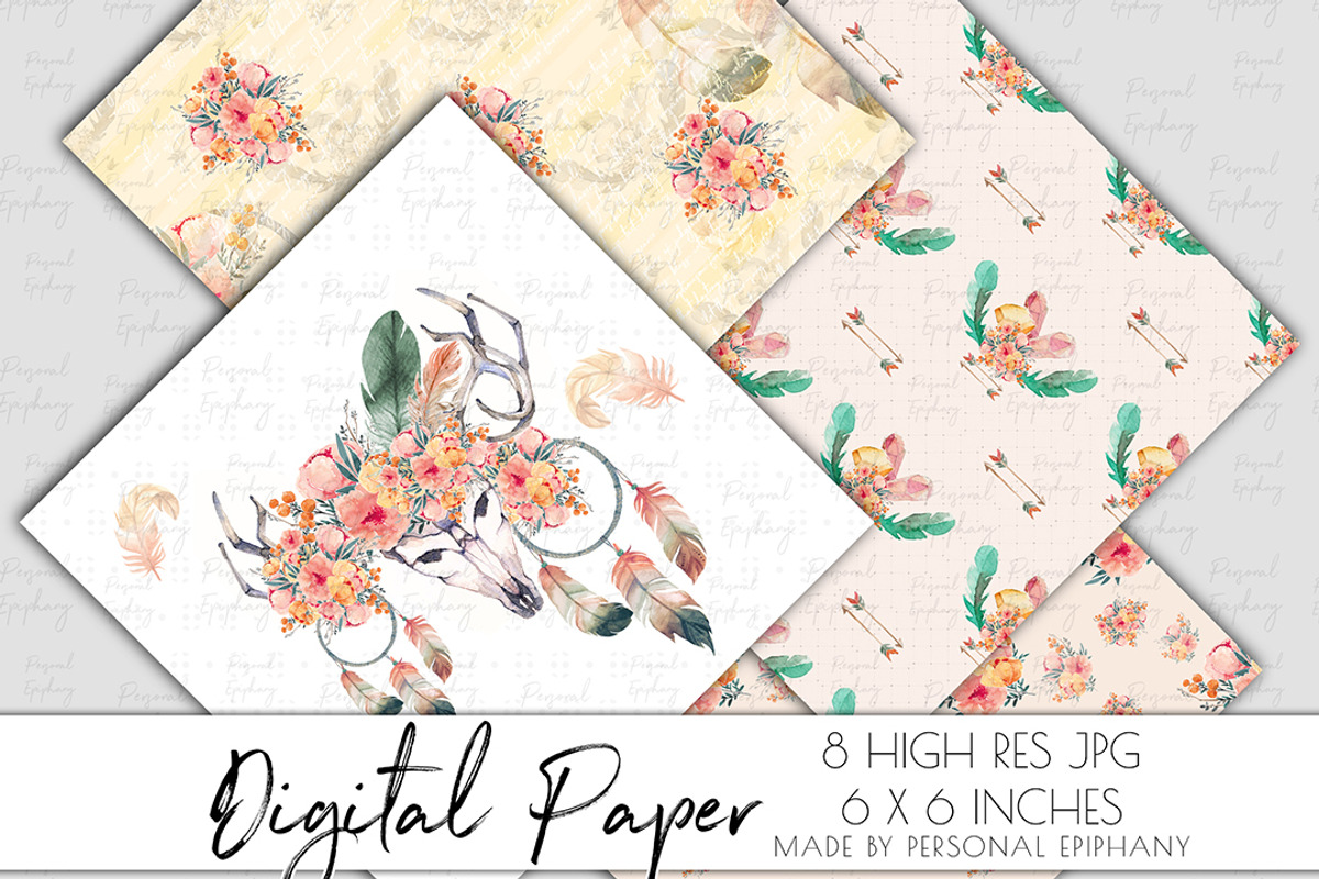 boho chic digital paper, boho dream, a Pattern Graphic by Personal Epiphany (Photo 2 of 3)