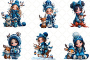 Winter Girl And Reindeer Clipart, an Illustration by Black Bird Studio (Thumbnail 6 of 6)