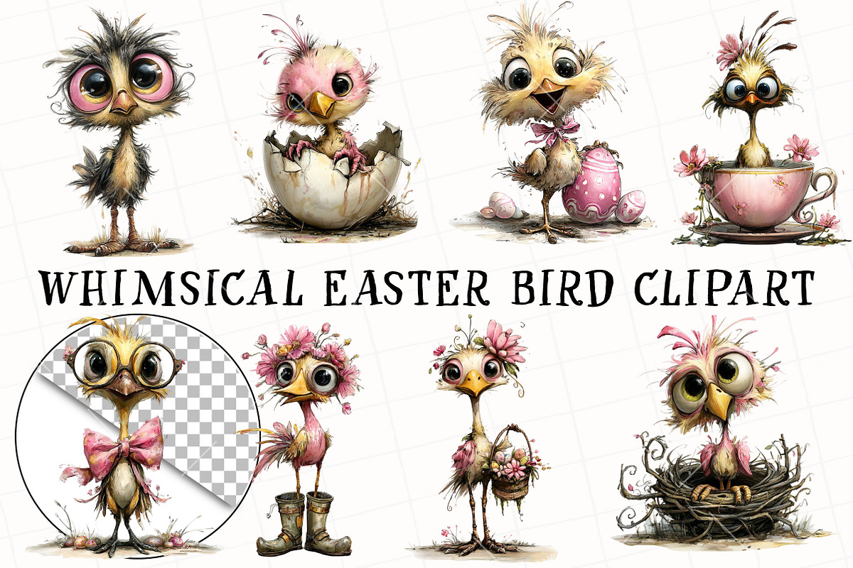 Whimsical Easter Bird Clip-art, an Illustration by OK Design (Photo 2 of 6)