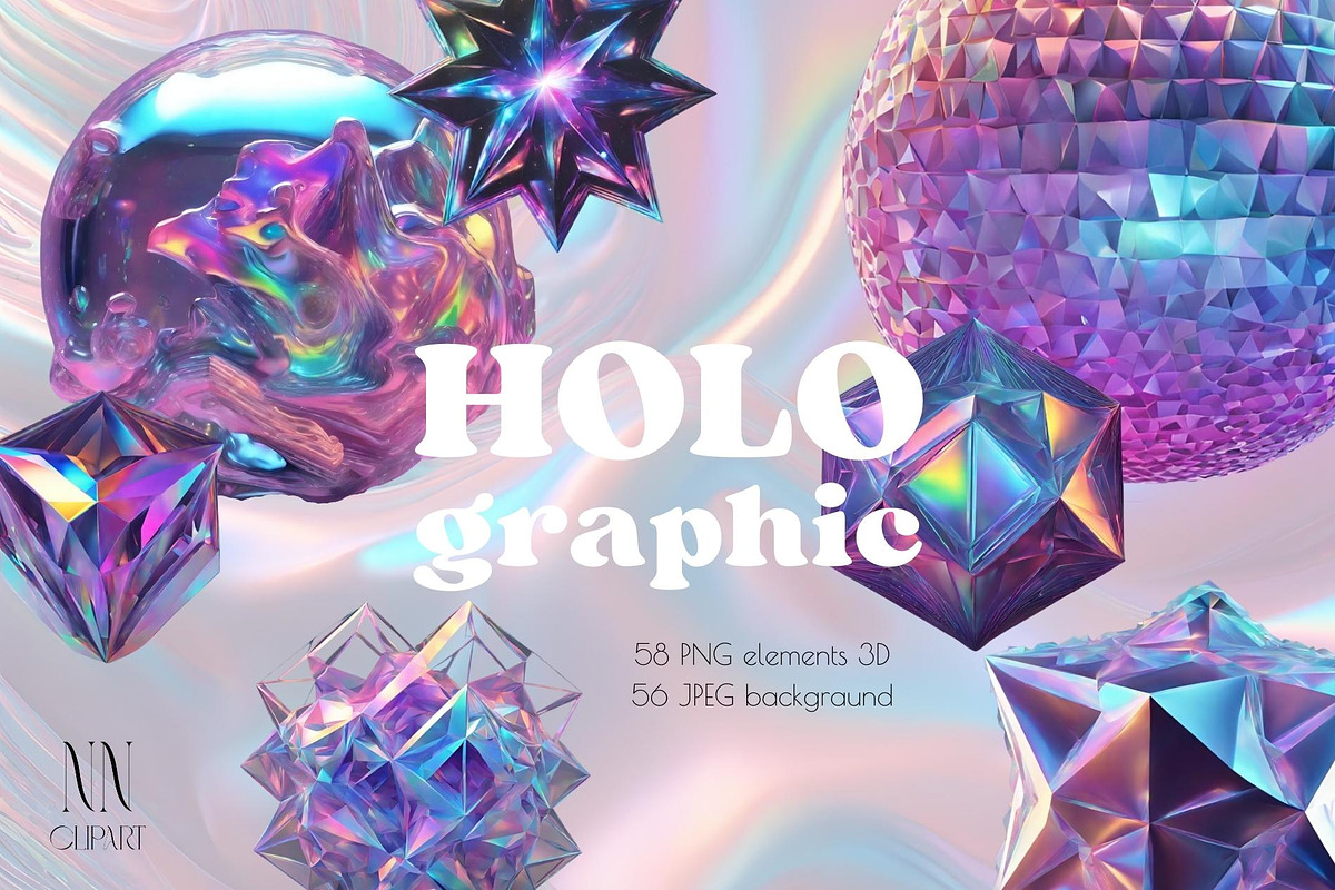 Holographic Iridescence shapes, an Object Graphic by NNclipart (Photo 1 of 10)