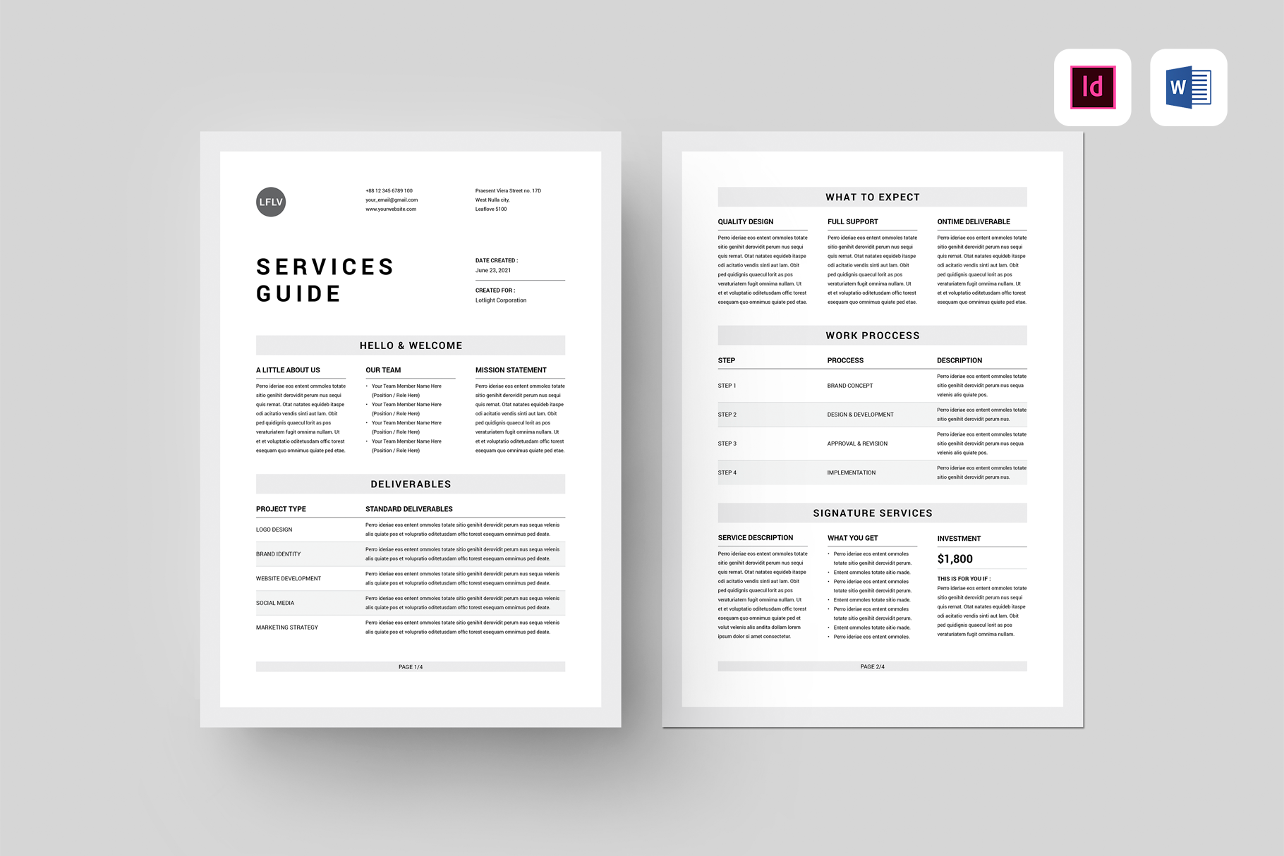 Services Guide | MS Word & Indesign, a Marketing Template by Leaflove