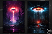 Neon UFO Craft Poster Set, a Background Graphic by Other Side Art (Thumbnail 2 of 5)
