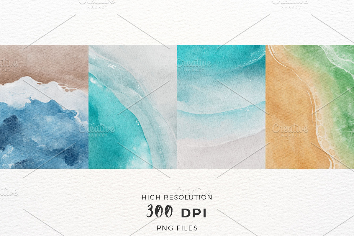 Watercolor Beach & Sea, a Texture Illustration by ArtbyHien (Photo 4 of 4)