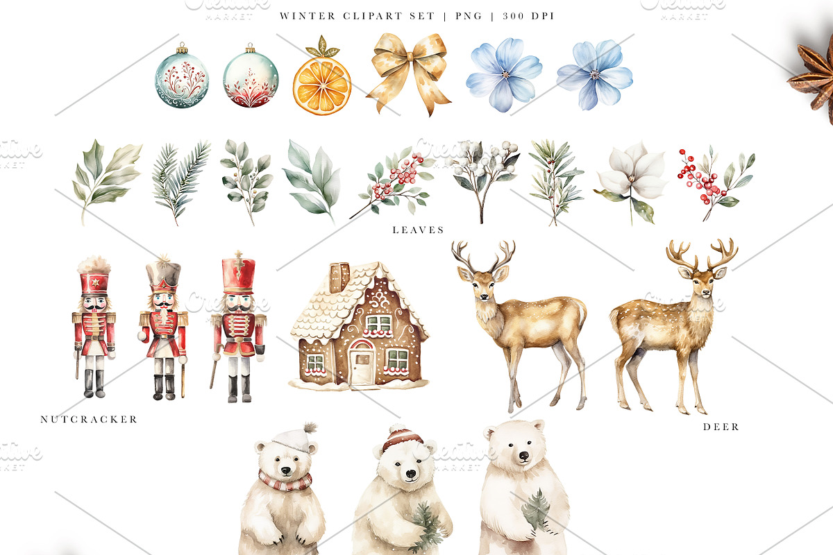 Christmas Magic Watercolor Clipart, an Object Illustration by Pati Paints (Photo 2 of 9)