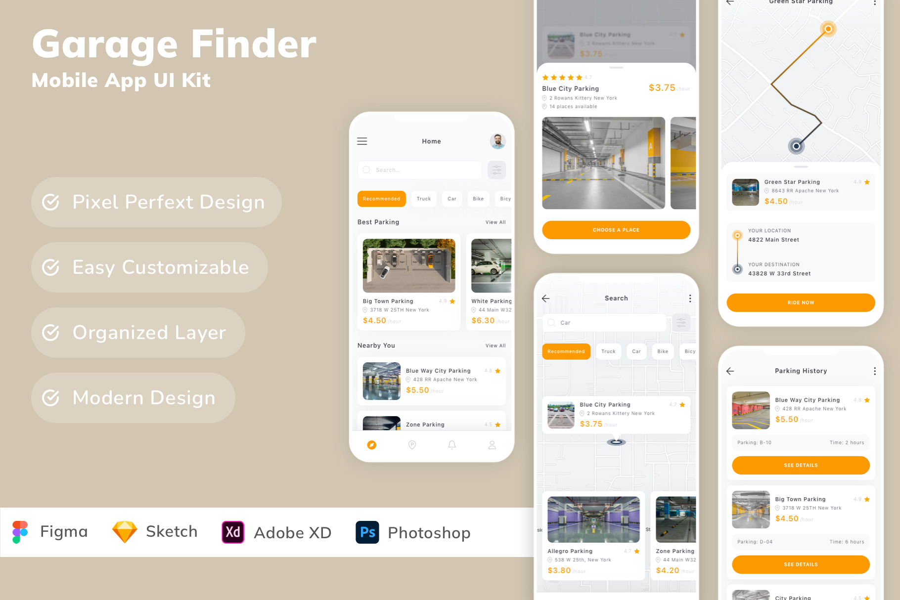 Garage Finder Mobile App UI Kit, an UI Kit Template by Betush