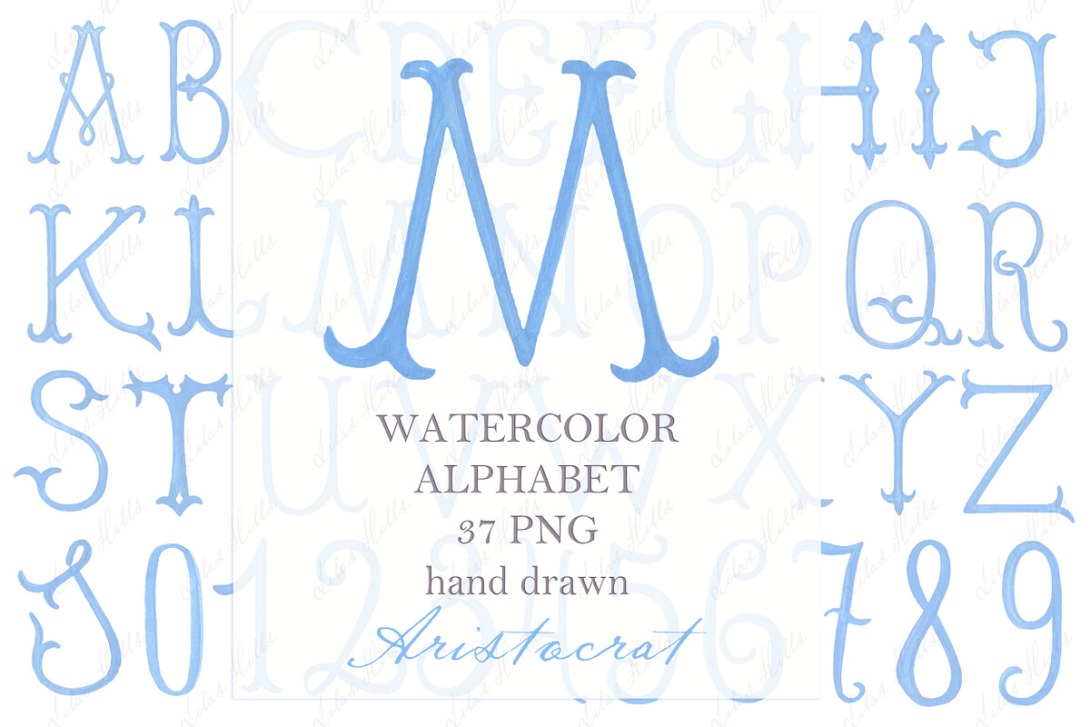 Watercolor Letters Monogram, a Decorative Illustration by LABFcreations (Photo 3 of 3)