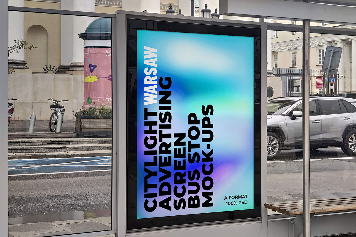 Warsaw Citylight Ad Bus Stop 9, an Advertising Mockup by Graphic Shelter (Photo 8 of 8)