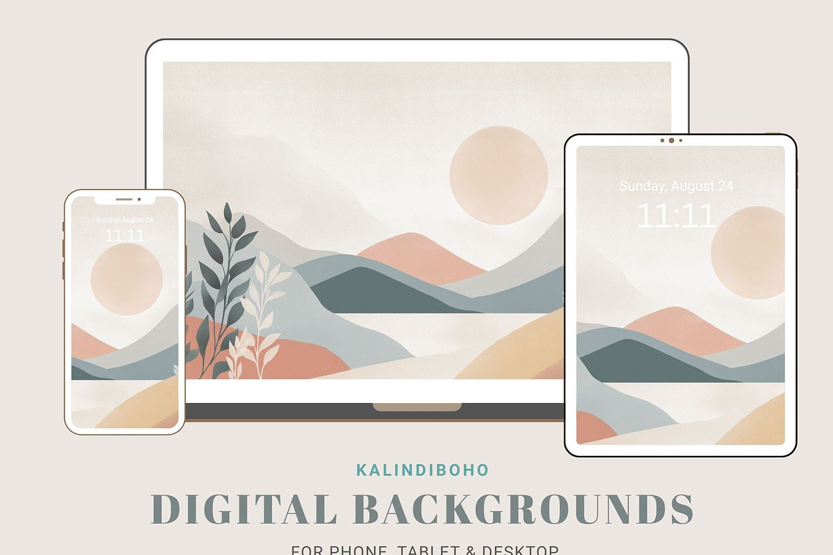 Boho Abstract Landscape Wallpaper, a Graphic by Kalindiprints (Photo 5 of 5)
