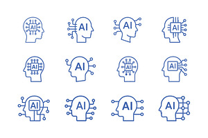 Artificial Intelligence Head Logos, a Branding & Logo Template by Vectorium Studio