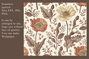 Seamless Set Flowers Poppy Poppies, a Pattern Graphic by Vintage (Thumbnail 2 of 11)