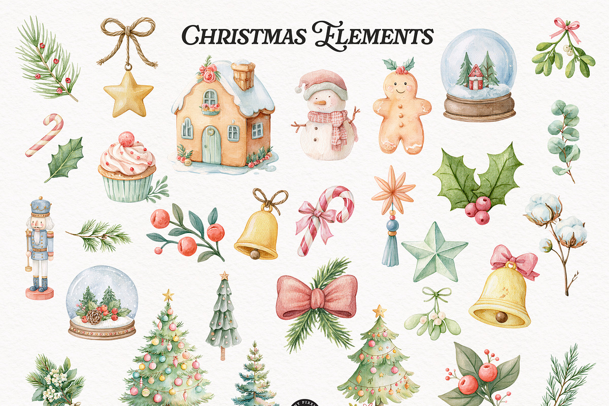 Vintage Christmas Atelier Clipart, an Animal Illustration by PaintPixelCo (Photo 3 of 16)