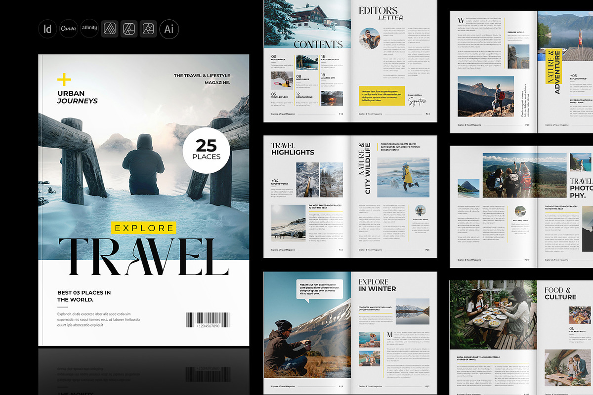 Explore Travel Magazine Template, a Magazine Template by StyleArt (Photo 1 of 11)