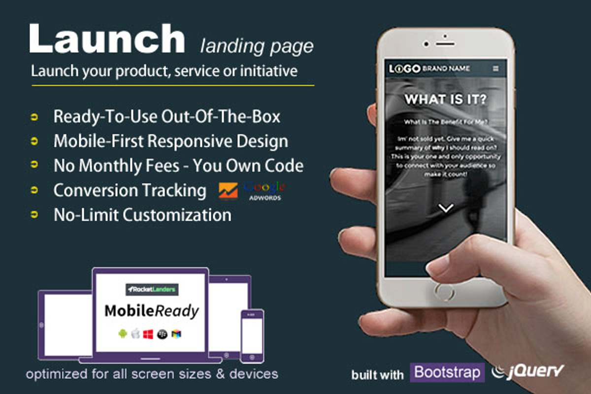 Launch - Landing Page, a Landing Page Template by RocketLanders Templates (Photo 1 of 5)