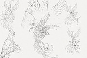 Procreate Phoenix stamps with flower, a Brush Add-On by AnnaPolitmerskaja (Thumbnail 5 of 5)