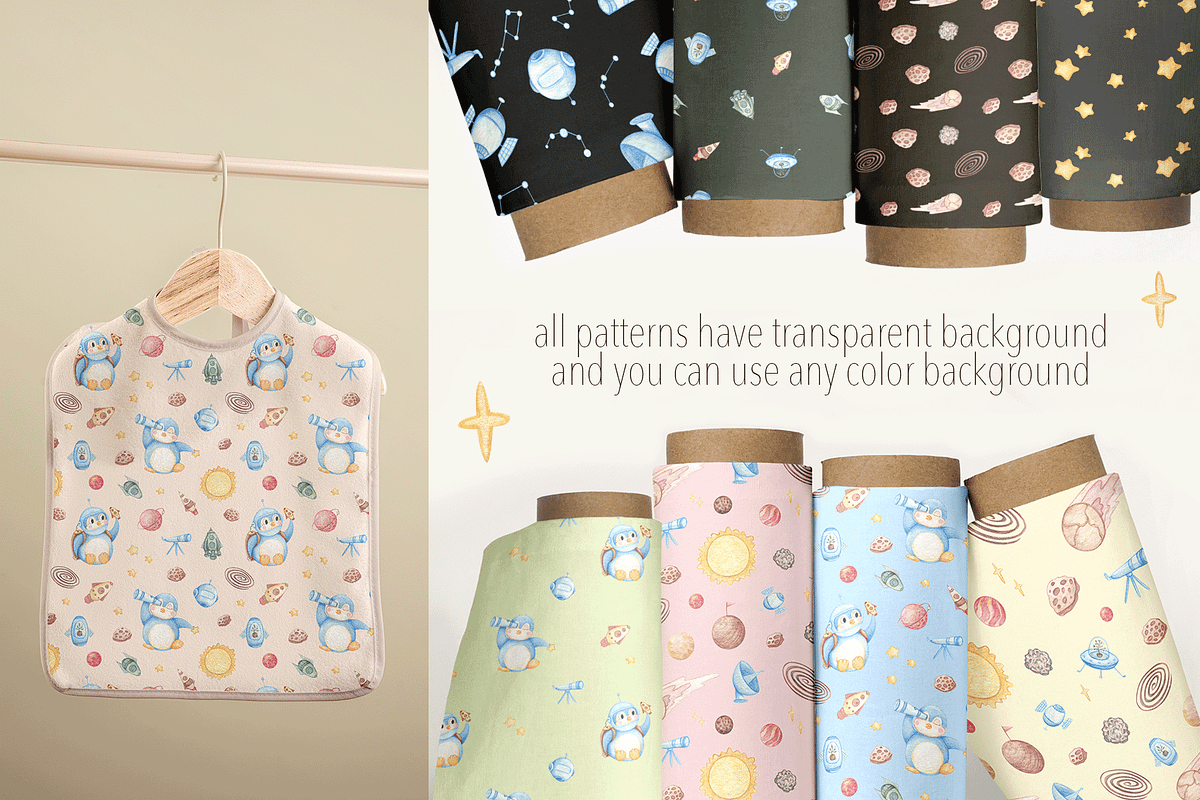 Space Penguin Clipart & Patterns, a Pattern Graphic by Lagniappe Art (Photo 8 of 15)