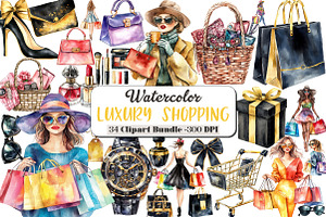 Luxury Shopping  Black Friday Clipar, an Illustration by DreamCafeArt