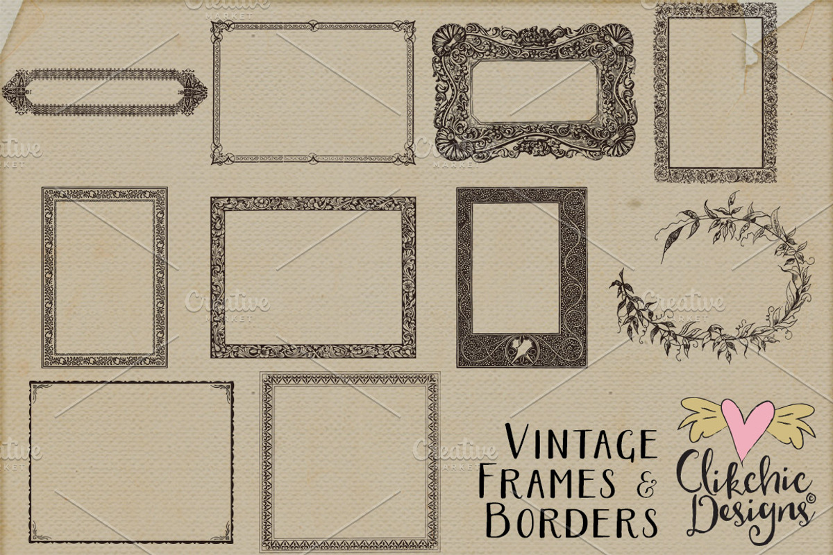 Vintage Frames & Borders Plus PS abr, a Decorative Illustration by Clikchic Designs (Photo 2 of 5)