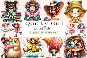 Funny Quirky Girl Clipart Funny Girl, an Illustration by DreamArtGraphic