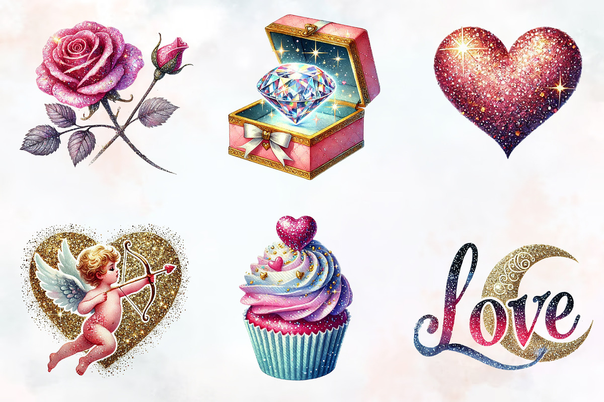 Glittery valentine clipart sublimati, an Illustration by RobertsArt (Photo 5 of 7)