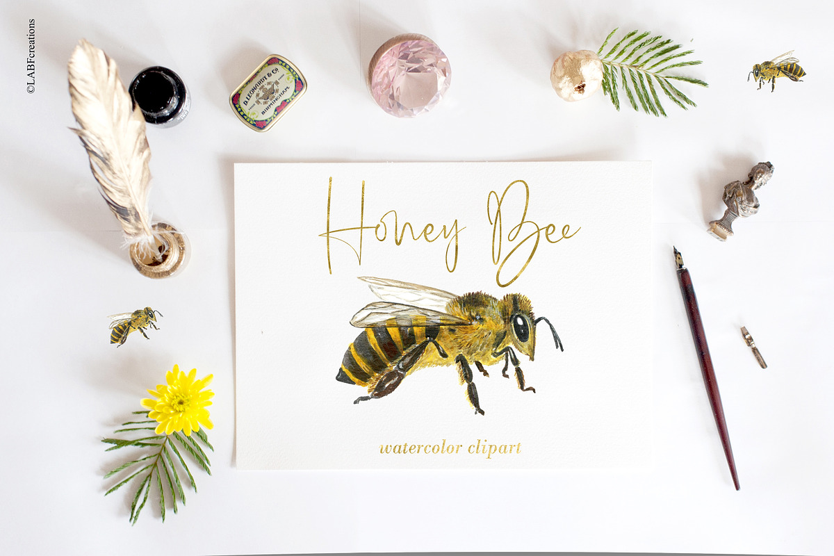 Honey Bee Watercolor, a Graphic by LABFcreations (Photo 8 of 9)