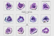 Purple Dreams Watercolor Geode Set, an Object Illustration by Liquid Amethyst Art (Thumbnail 3 of 6)