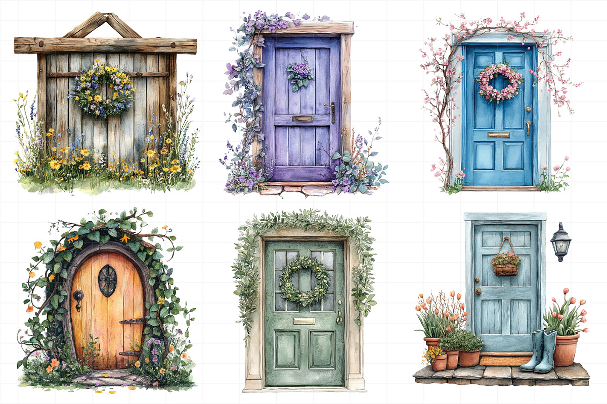 Watercolor Spring Door Clipart, an Illustration by Daily.Designs (Photo 6 of 7)
