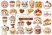 Kawaii Coffee and Bakery Clipart, a Food Illustration by Villa 11 Estudio (Thumbnail 1 of 8)