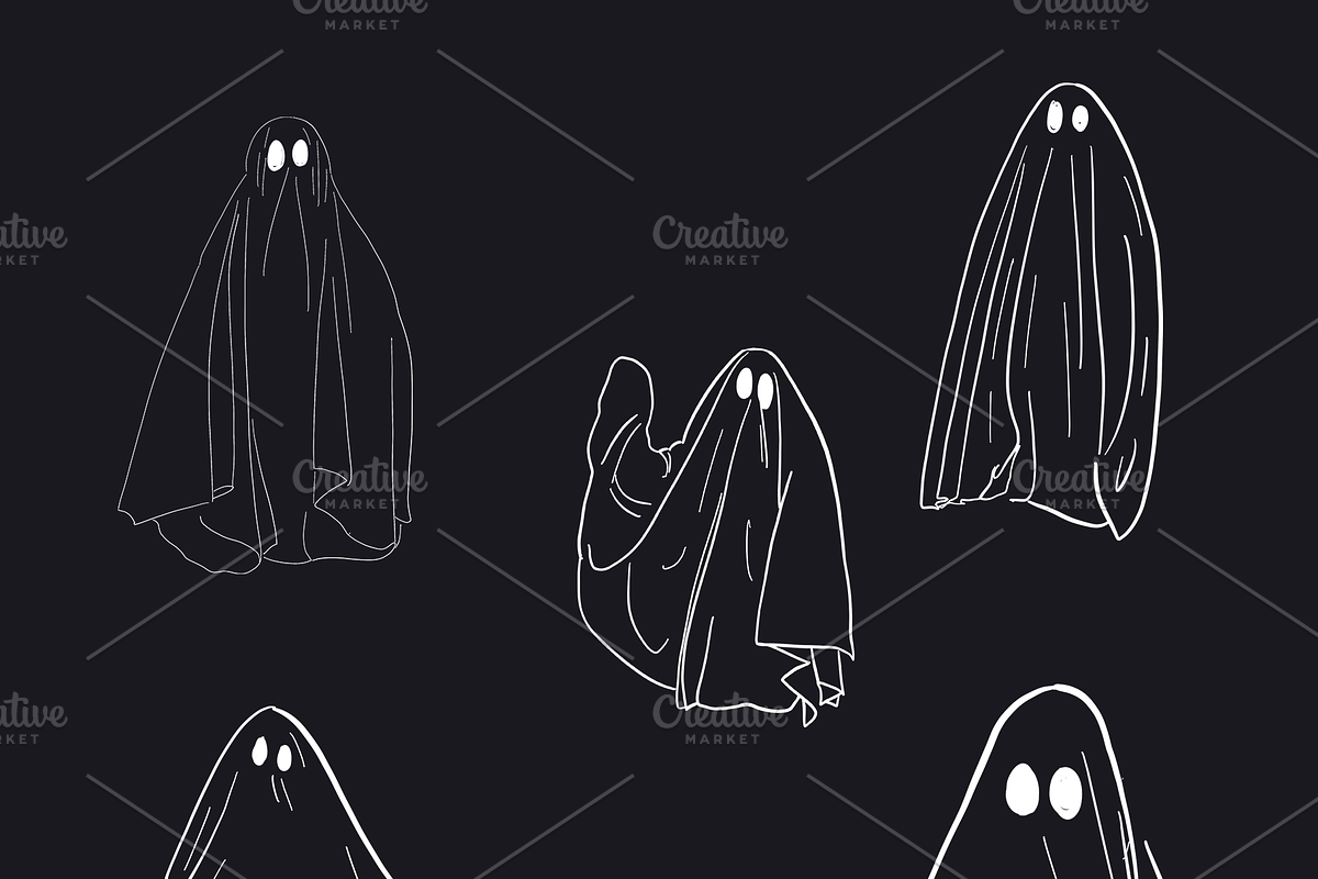 SALE Sheet Ghost Outlines, an Object Graphic by pinkdrinksoul (Photo 3 of 3)