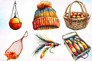 Watercolor Fall Fishing Clipart PNG, a Seasonal Illustration by Canvas Craft (Thumbnail 2 of 8)