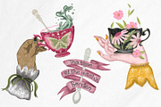 Tea time at the garden clipart set, a Decorative Illustration by Yelloo Fish (Thumbnail 9 of 16)