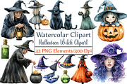 Halloween Witch Clipart, an Illustration by DreamCafeArt (Thumbnail 1 of 6)