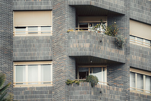 Modern brick apartment facade, an Architecture Photo by SkyNext