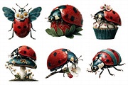 Whimsical Ladybug Spring Set Clipart, an Illustration by Daily.Designs (Thumbnail 6 of 7)