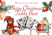 Christmas Taddy Bear. Illustration, an Animal 3D Model by Linerisyart (Thumbnail 1 of 16)