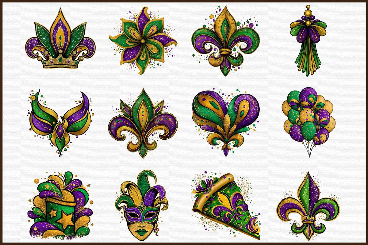 Mardi Gras Png Bundle Mardi Gras Cli, an Illustration by Sublimation Artist (Photo 3 of 6)