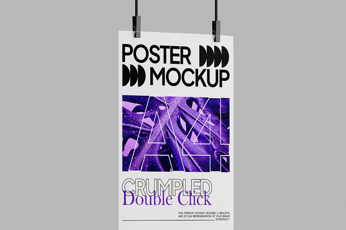 Crumpled A4 Poster Mockup, an Advertising Mockup by Permadi Creative (Photo 2 of 3)
