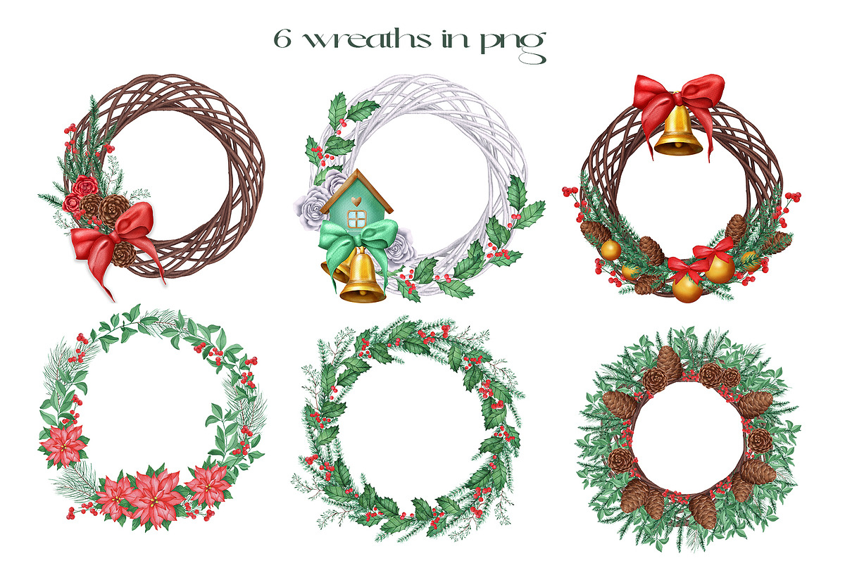 Christmas wreaths, a Seasonal Illustration by DamriNa art (Photo 2 of 5)