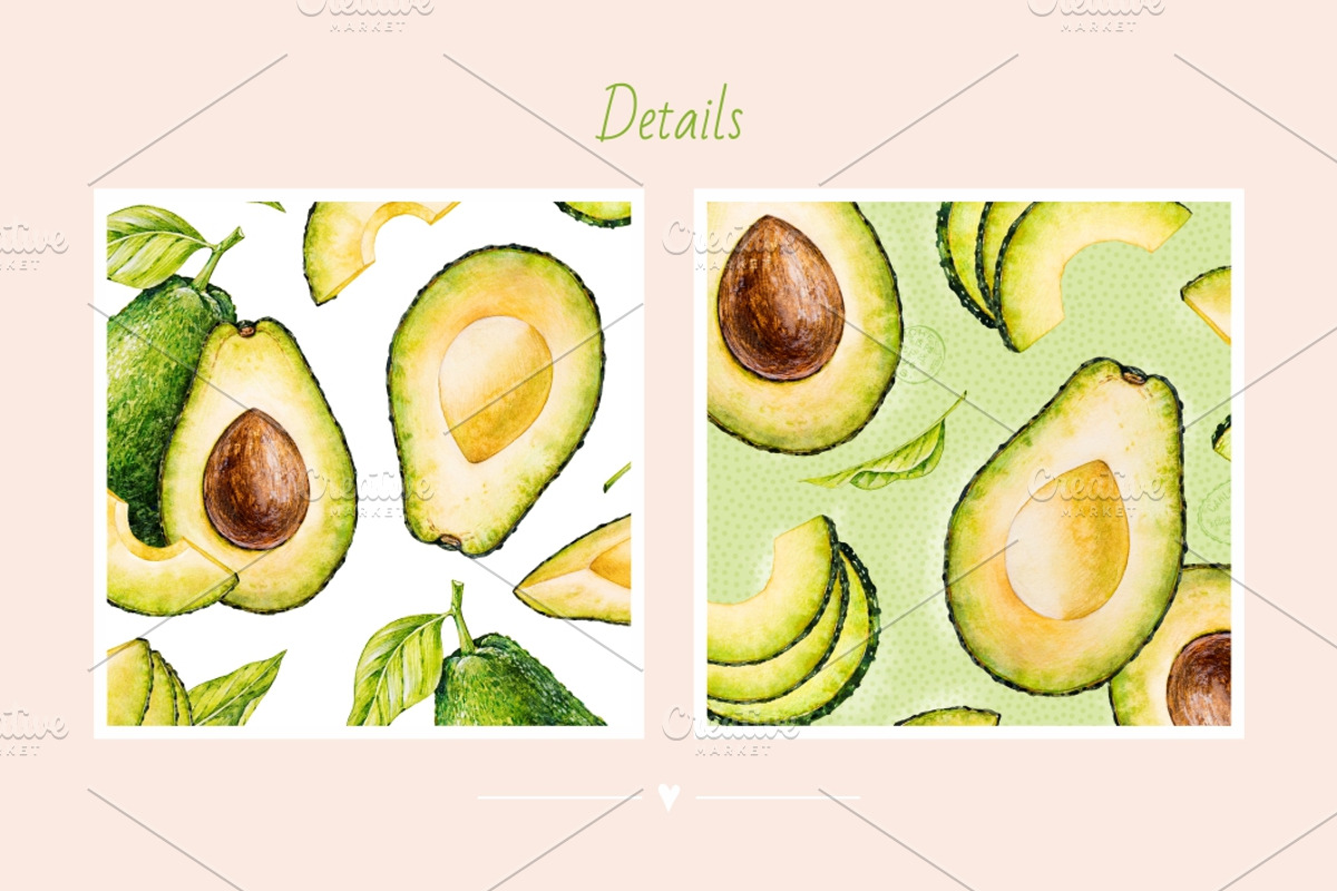 Avocado. Watercolor., a Decorative Illustration by Ekaterina Mikheeva (Photo 5 of 5)