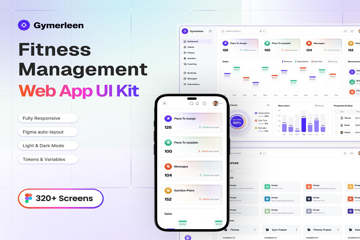 Fitness Management Web App UI Kit, an UI Kit Template by Lumina_ui_ux202 (Photo 1 of 7)