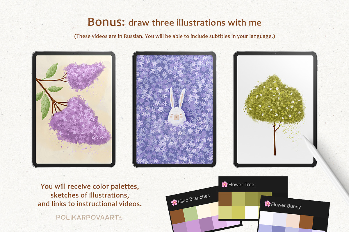 Flower Brushes for Procreate, a Brush Add-On by polikarpovaart (Photo 7 of 11)